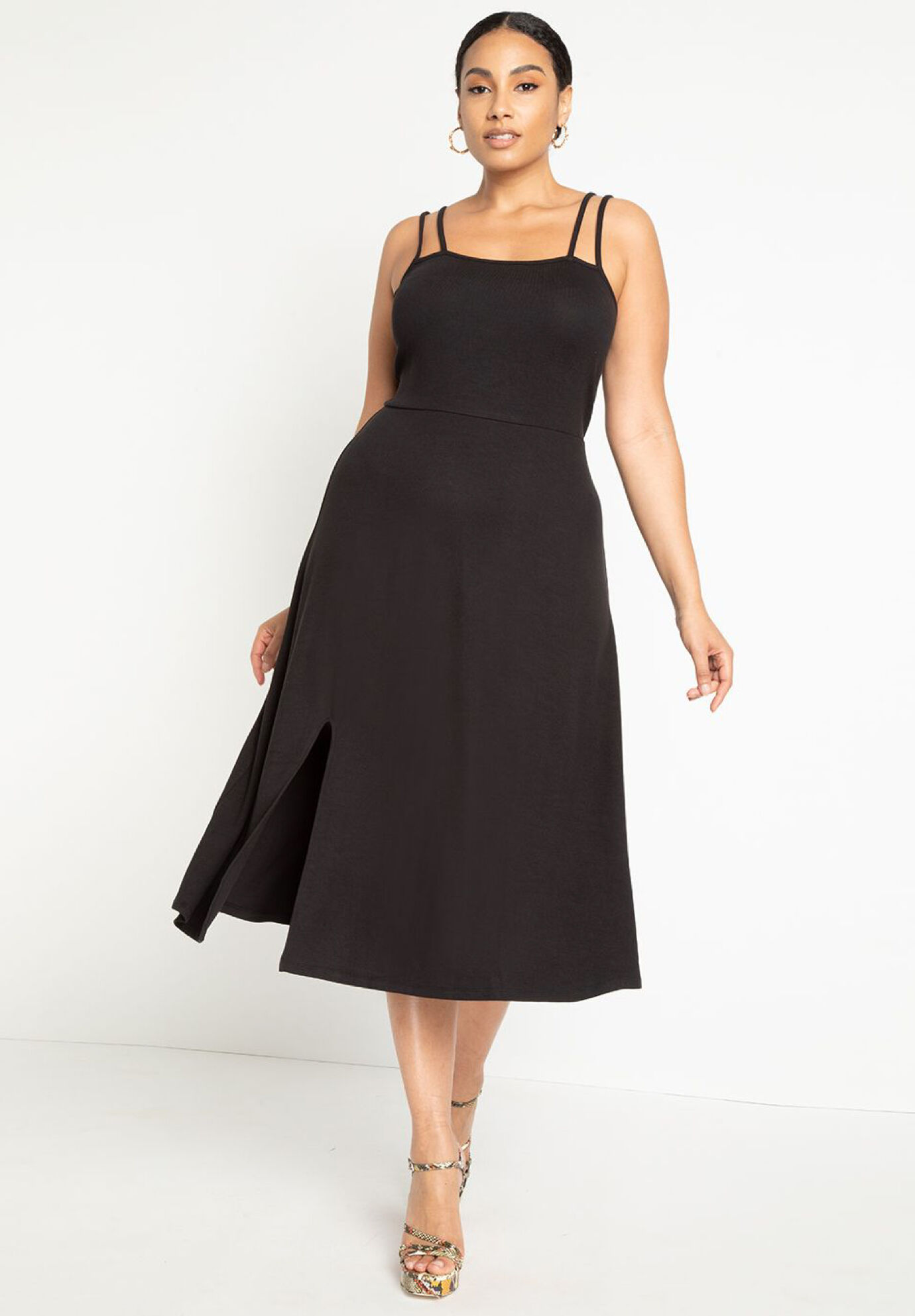 black midi dress with slit